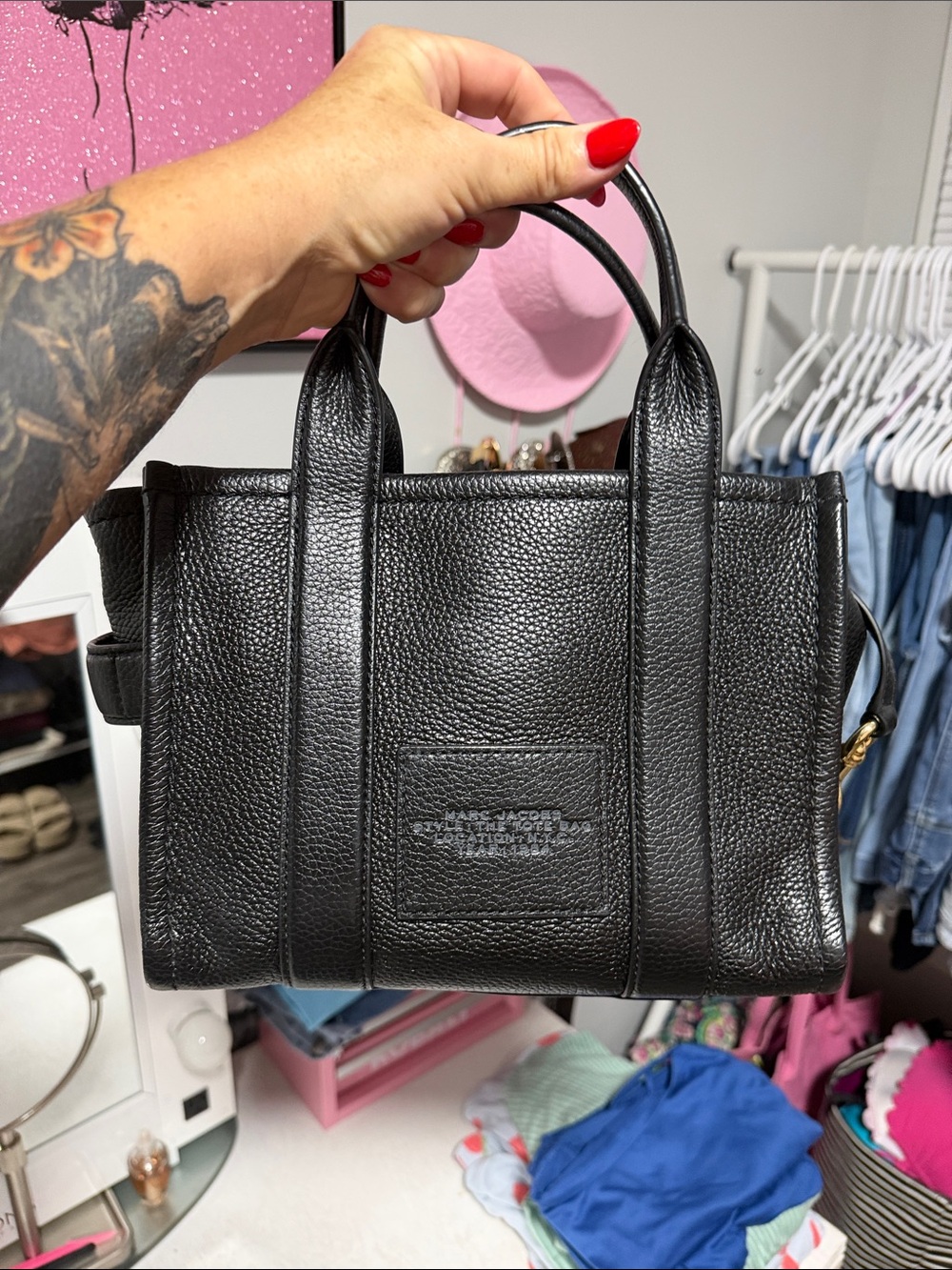 Marc Jacobs Black The Tote Bag - Compact Leather Handbag small - Picture 4 of 12